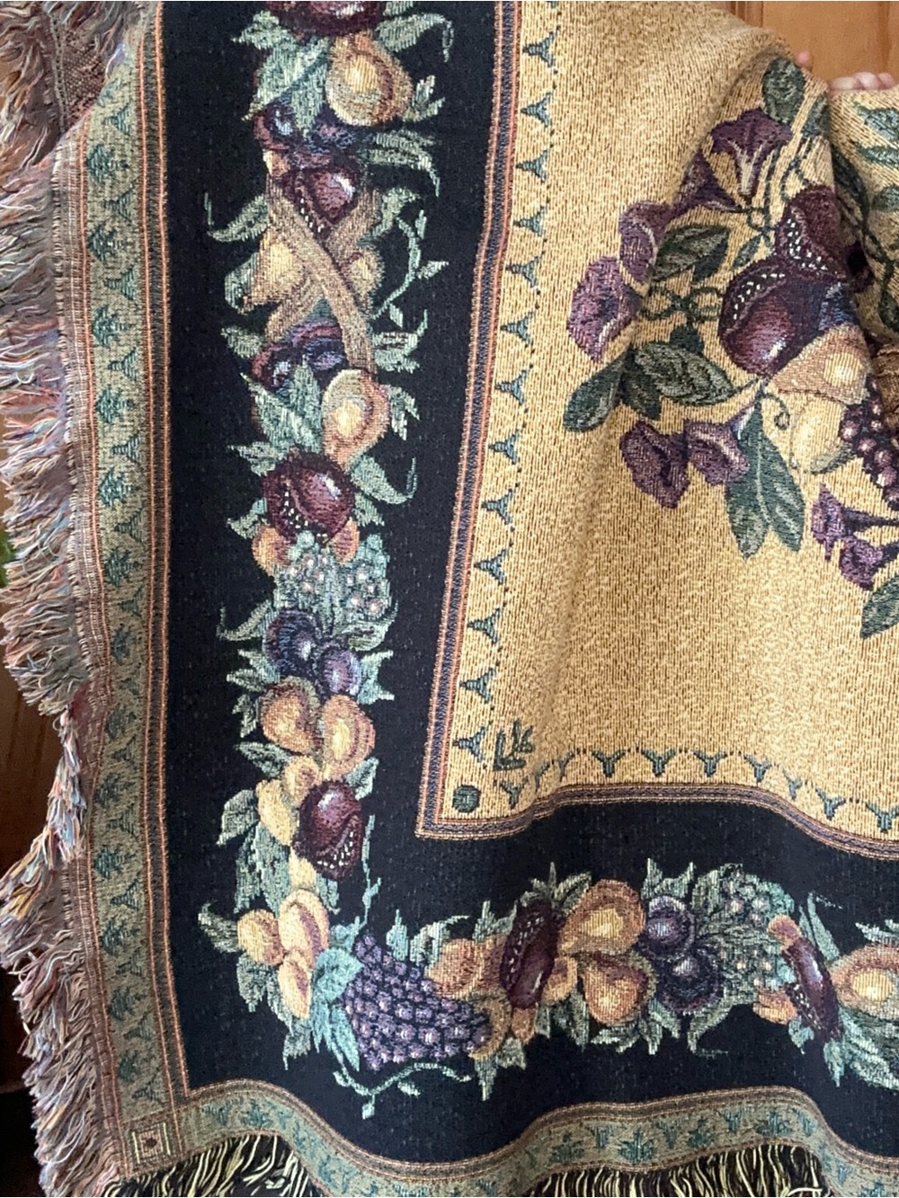 Vintage Fruit & Floral Tapestry Throw Blanket